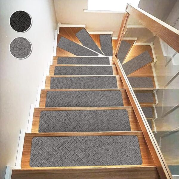 Gray Stair Treads for Wooden Steps