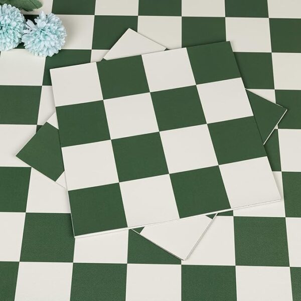 Peel and Stick Floor Tile Green and White