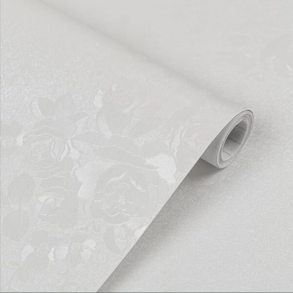 White Embossed Floral Contact Paper