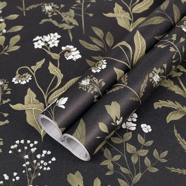 Dark Floral Embossed Boho Contact Paper